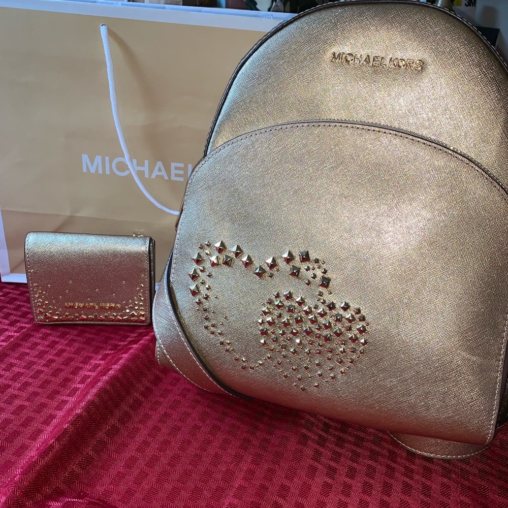 GOLD SPARKLE MK BAG WITH MATCHING WALLET